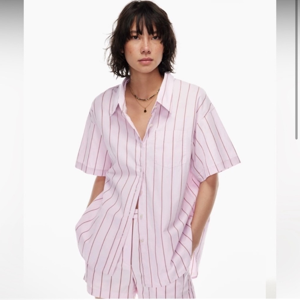 Wilfred Free Bailey Pink Striped Button-Up Shirt